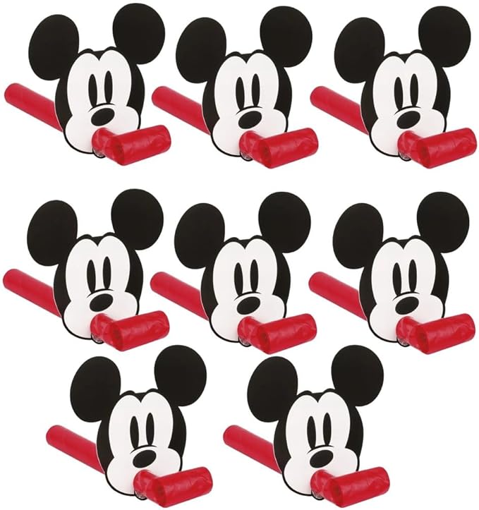 Unique Disney Mickey Mouse Blowouts - (Pack of 8) - Vibrant Colors & Iconic Design - Perfect for Kids' Birthdays & Celebrations