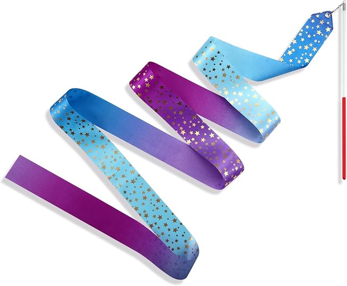 AITIME Ribbon Wands Party Favors for Kids, 20 Pack Rhythmic Gymnastics Ribbon, Girl Birthday ,Outdoor Party Games Supplies, Dance Streamers, Star