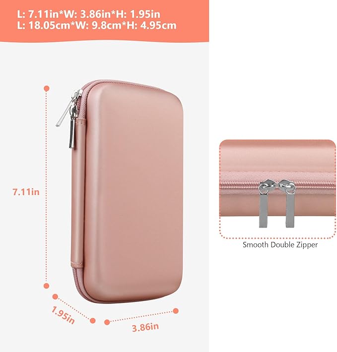 Supmay Carrying Case Compatible with Voichic 32 Bit Handheld Game Console for Kids Adults, Preloaded 135 Retro Portable Gaming Player Storage Holder Travel Bag with Mesh Pocket for USB Cable,Rose Gold