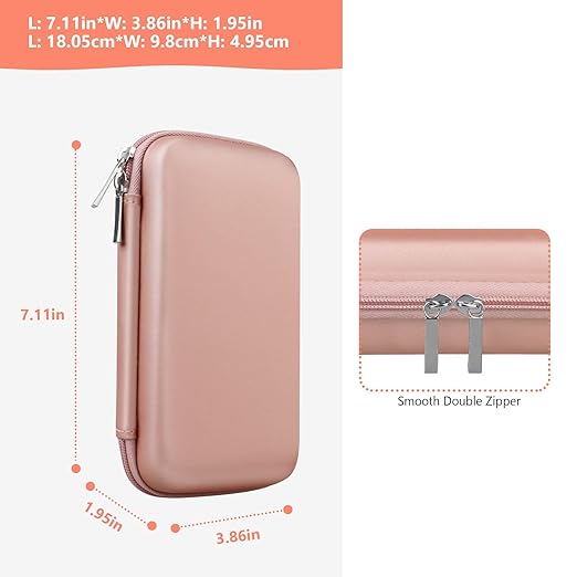 Supmay Carrying Case for GAMPLAE Handheld Game for Kids, 258 Retro Video Games Portable Gaming Player Storage Holder Travel Bag with Mesh Pocket for 3 Game Cards, Earphone,USB Cable, Rose Gold