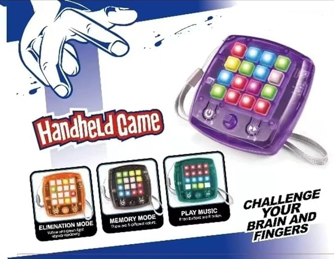 5-in-1 Electronic Brain Teasers & Memory Cube Game for Kids – Handheld Puzzle Toy with 5 Fun Games, Perfect Travel & Birthday Gift for Boys & Girls Ages 6-12+