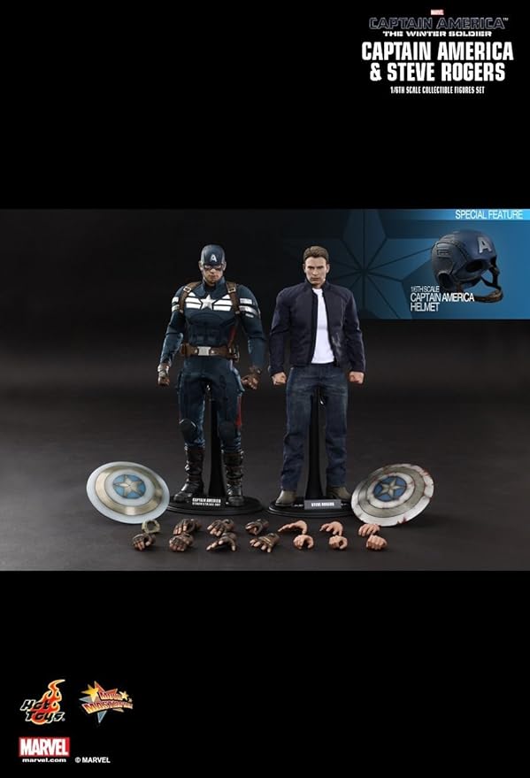 Hot Toys The Winter Soldier Movie Masterpiece Captain America & Steve Rogers Collectible Figure Set