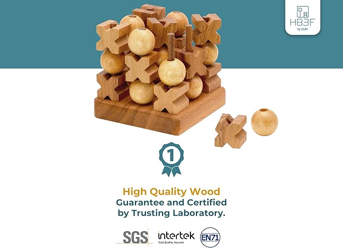 BSIRI 3D Wooden Tic Tac Toe Rustic Coffee Table Decor Unique Gifts for Special Occasions Fun for Adults in Strategic Game Night Family Games