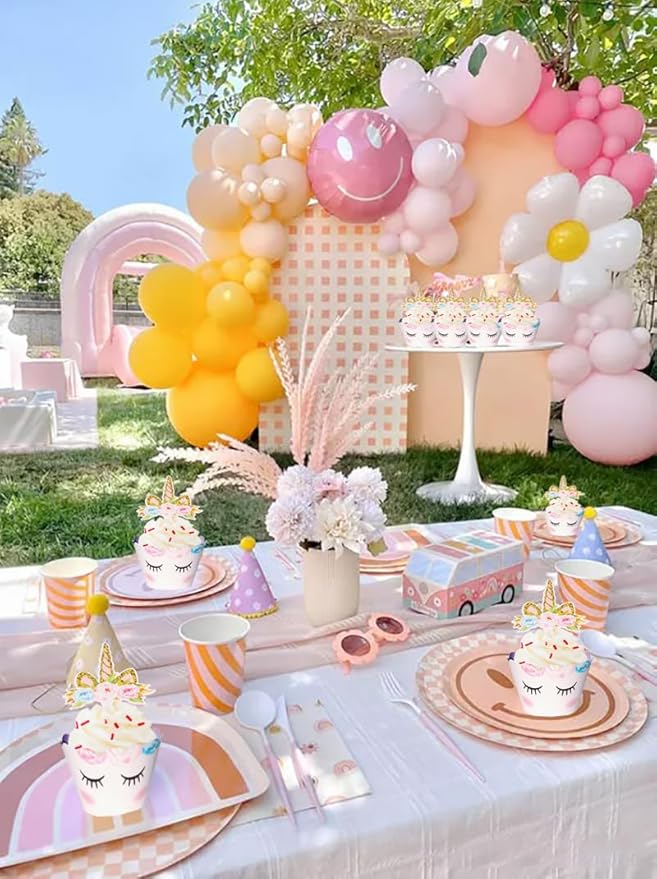 80 Pieces Unicorn Cupcake Toppers and Wrappers Decorations Unicorn Cup Cake Liners Rainbow Birthday Party Supplies Used for decorating desserts at birthday parties