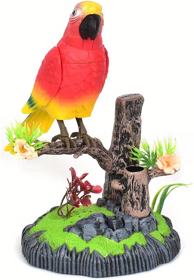 nulala Simulation Parrots Birds Ornament - Voice Controlled Green-Winged Macaw Chirping and Wings Flap - Electronic Birds Pet for Home Garden Decor (506G)