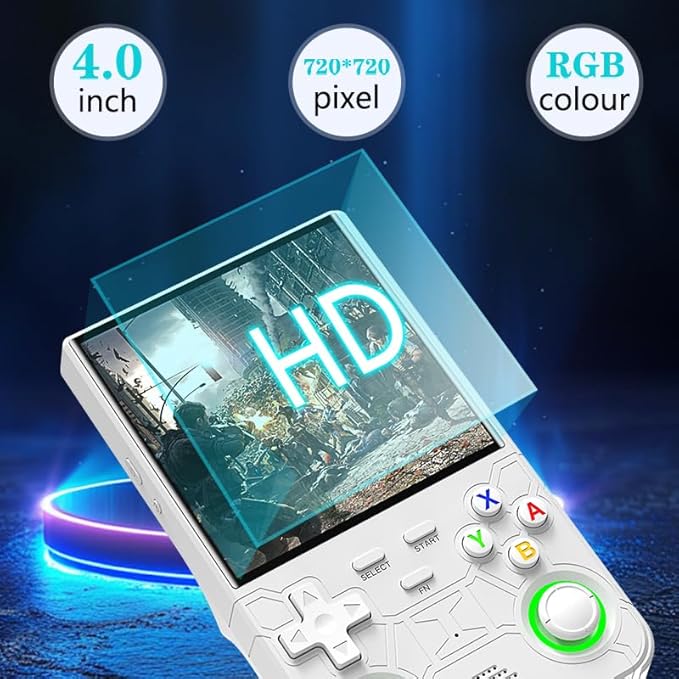 R36 Ultra Retro Handheld Game Console, with 128G Built-in 40000+ Games, 3000mAh Rechargeable, Support 20+ Simulators, Linux System, 4.0 Inch IPS Screen Portable Pocket Arcade (White)