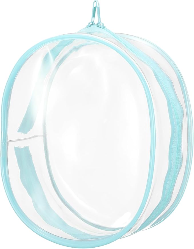 uxcell Figure Display Bag, 6.1 x 3.1 x 7.3 Inch PVC Oval Portable Dolls Pouch Carrying Case Storage Bag Keychain Charm for Showing Off Boxes Dolls, Sky Blue