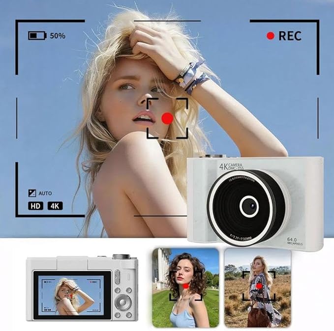 Mini Digital Camera with Flip Screen - 4K Video & 5MP Photo Camera for Kids, Teens, Beginners, Vloggers | 2.8" HD Display, 16X Digital Zoom, Smart Fill Light, MP3 Player & Photo Viewer