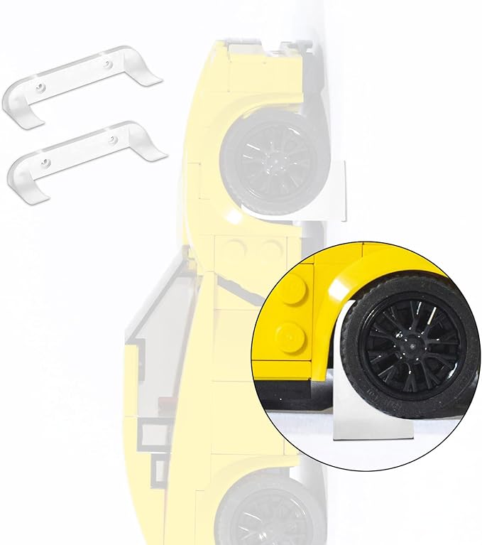 12pcs Collectible Car Display Wall Mount, Vertical Toy Car Wall Mount for Speed Champion Series Low-Profile Wheel-Mounted Rack to Showcase Model Vehicle (Transparent)