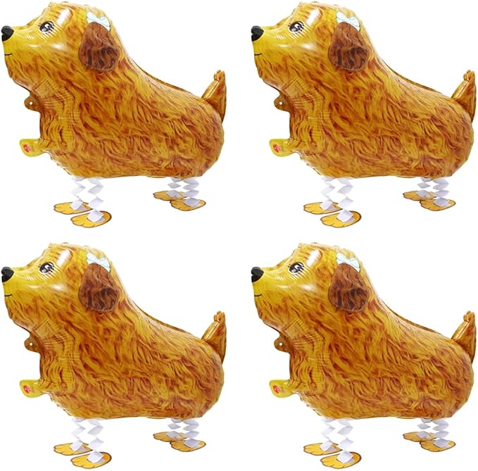 Walk Animal Puppy Poodle Balloon Shaggy Dog Balloon Pet Party Supplies, 4 Pack Cute Air Walking Poodle Dog Balloons Walker Doggy Party Decoration for Kids Gift Birthday Party Decor