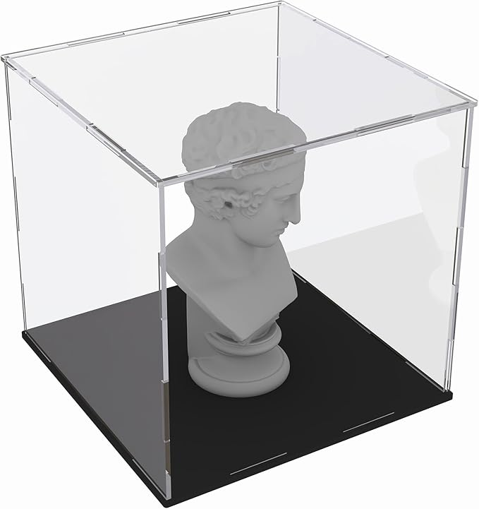 Acrylic Display Case for Collectibles and Toys, Versatile Clear Acrylic Display Box with Black Base for Action Figures and Souvenirs, 8-inch
