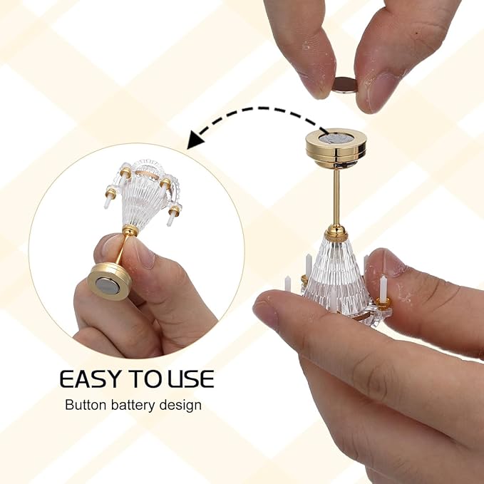 TOYANDONA Dollhouse Chandelier - 1/12 Scale Doll House Ceiling Lamp Miniature Dollhouse Lights Led Battery Operated for Doll House Decoration Accessories