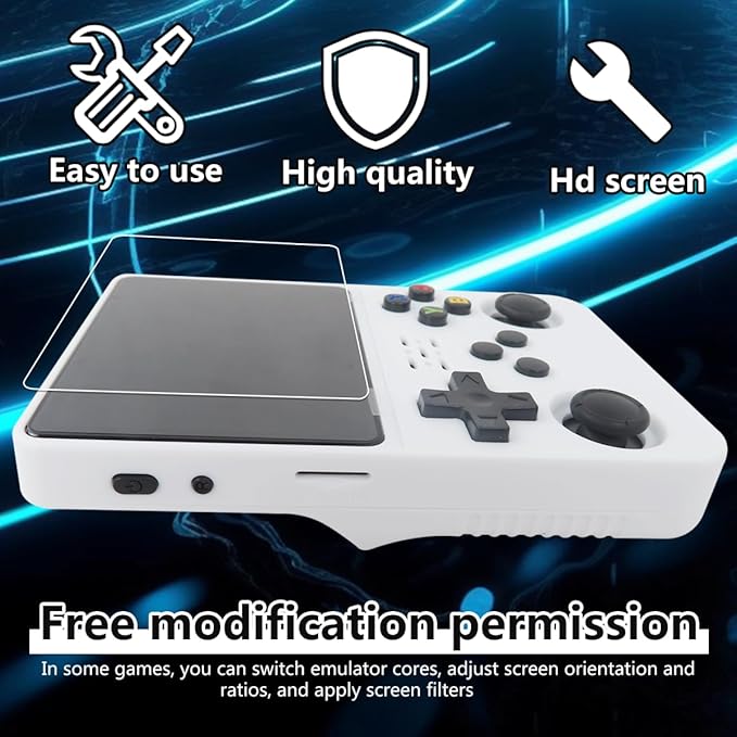 New Upgraded R36S Retro Handheld Game Console with 128G 3.5 Inch IPS Screen Built-in 15000+ Classic Games Open Source Linux System Portable Pocket Video Player (White )