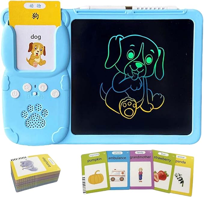 Talking Flash Cards - Kids Speech Trainer, Portable Learning Device, Audio Word Cards, Pocket Study Tool | Interactive Vocabulary System Portable Early Education Practice for toddlerse