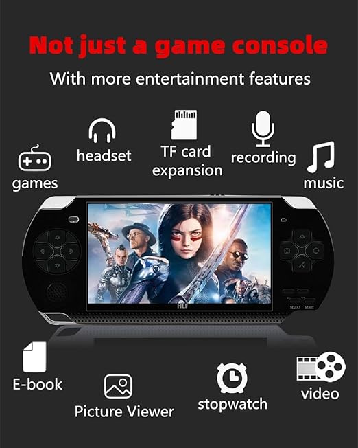 HLF Video Game Console 4.3 inch 8GB Built-in 2000 Retrp Classic Games for Multiple Simulators Game can save multiple progress Video/Music/E-Book Portable Console Gift for Boyfriend/children(Black)
