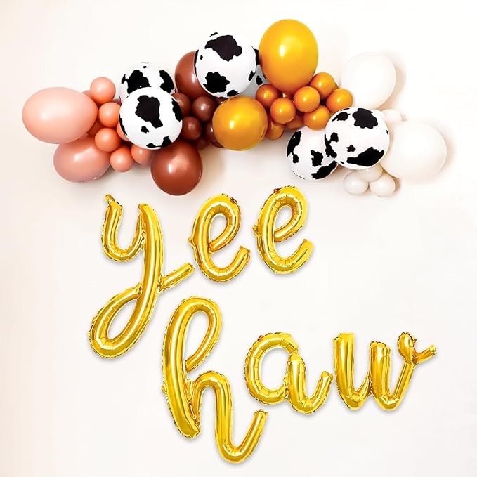 Birthday Party Balloons Yee Haw Balloons Gold Yee Haw Banner for Western Cowboy Birthday Decorations