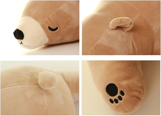 MMTTAO Stuffed Polar Bear Animal Plush Toy 24 Inch Large Brown Sleeping Bear Animal Stuff Soft Plushies Cute Dolls Collection Huggable Pillow Cushion Birthday Gift for Kids Child Boys Girls, 24Inches