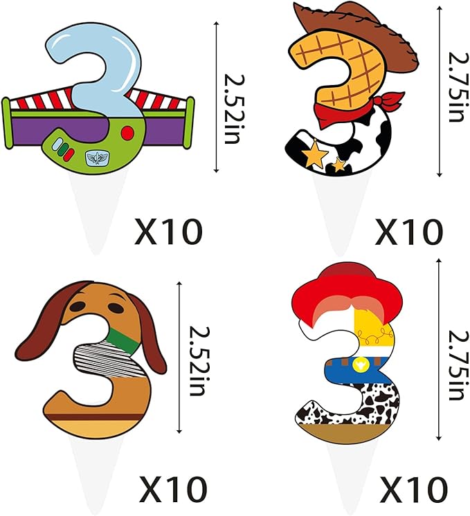 Cartoon Story 3rd Birthday Party Supplies Blue Clouds Backdrop Balloons Tablecloth Cupcake Toppers Banner Cartoon Story Birthday Decorations for Boys 3rd Bday