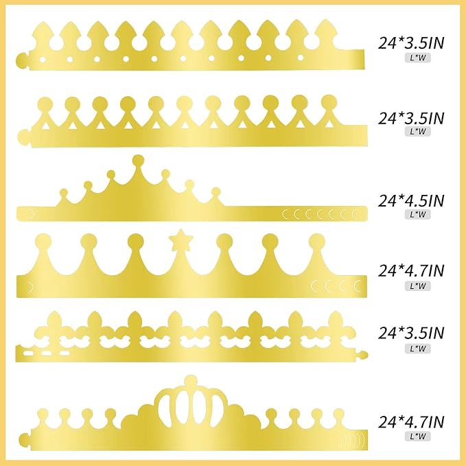 152 Pcs Paper Crowns for Kids Boys Girls Adults Princess Prince King, Classroom Crown, Birthday Party Hats with Gold Gem Jewels Number Letter Stickers, DIY Decor Favor Supplies