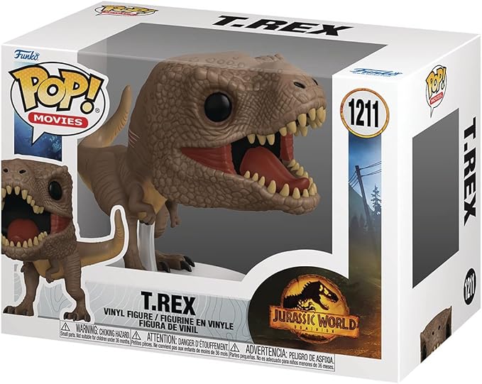 POP Movies: Jurassic World Dominion - Tyrannosaurus Rex [T-Rex] Funko Vinyl Figure (Bundled with Compatible Box Protector Case), Multicolor, 3.75 inches