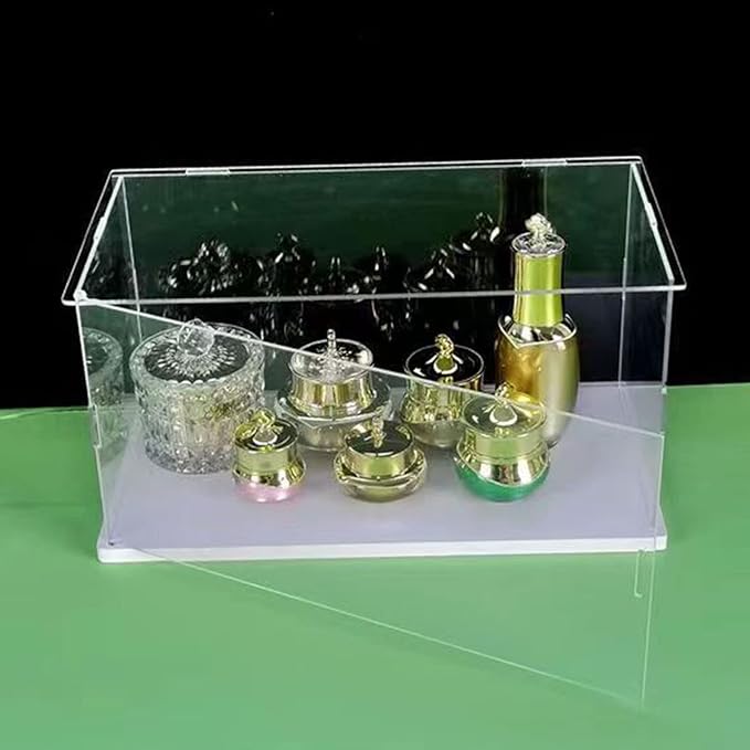 MECC Openable Clear Acrylic Display Case-Assemble Countertop Box with white Base for Display-Clear Display Box,Dustproof Protection Showcase for Figures Toys Collectibles (18x8x12inch/45x20x30cm)