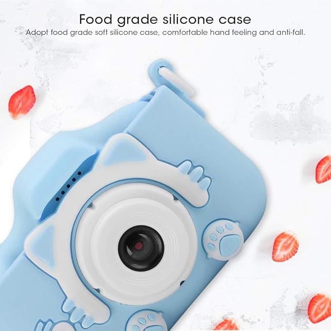 EBTOOLS Mini Cartoon Kitty Children Camera, 12MP Mini Dual Cameras USB Digital Camera Toy, with 2.0In Screen, for Taking Photos and Recording Videos, Game, Gifts for Kids(Blue)