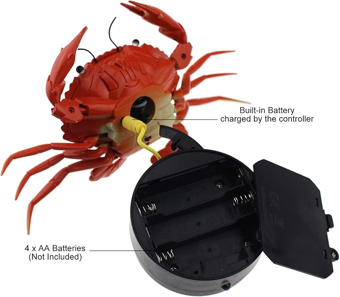 Tipmant RC Crab Animal Toy Remote Control Car Vehicle Electronic Fake Insect for Kids Birthday Gift Christmas Halloween (Red)