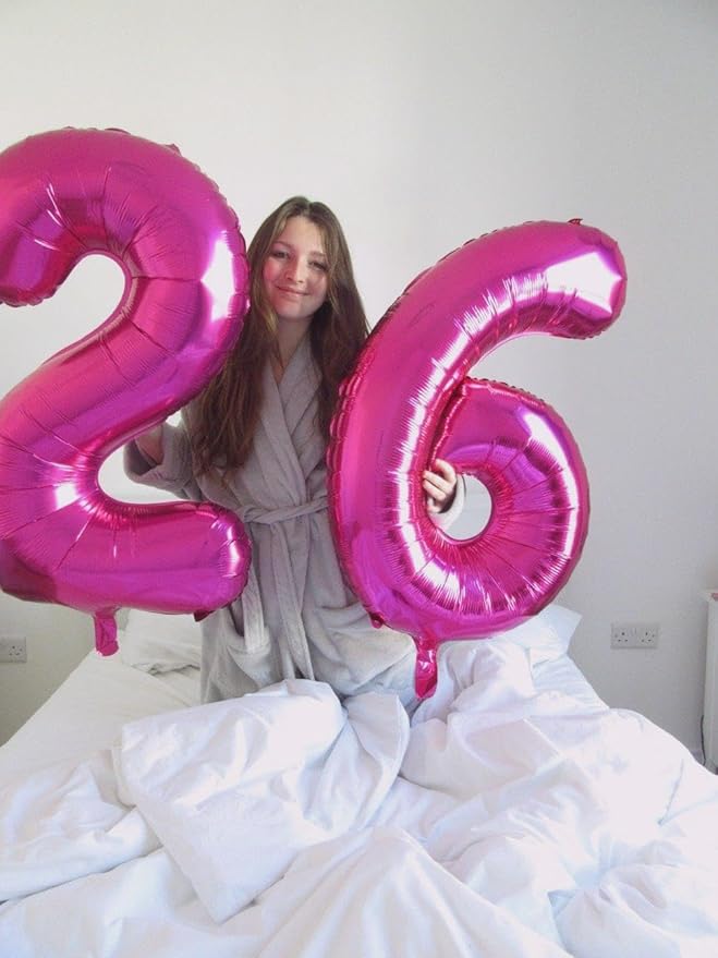 Rosy Purple 40 Inch Big Number Balloon Birthday Decoration, Number 2 Helium Balloon 12 20 22 23 24 26 2026 New Years Celebration, Boy Girl Baby Anniversary Party Graduations Supplies Decorations