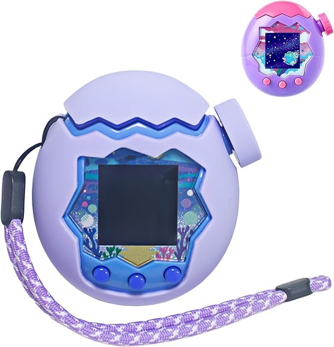 for Tamagotchi Paradise Case– Silicone Hard Shell Cover for Tamagotchi Paradise Electronic Pet,Waterproof Sweatproof Washable Shockproof Anti-Drop 360°Full Protection(Purple)
