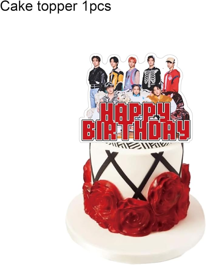 Stray Kids Merch 5 Star Party Decorations Include Happy Birthday Banners, Cake Toppers, Cupcake Toppers, Balloons