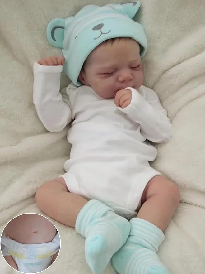 Anano Full Silicone Baby Girl Realistic Dolls 18 Inch Lifelike Reborn Baby Dolls Silicone Real Life Like Newbon Babys Doll Full Vinyl Body Reborn Babies Toddler Doll Girl Washable