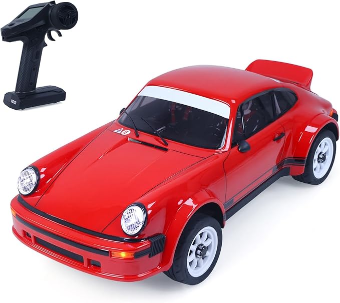 1/6 Remote Control Rally Car 4X4 RC Vehicle 2WD and 4WD Modes Metal Chassis Light System Independent Suspension No Battery Charger Hobby Grade Model for Ages 14+(Red)