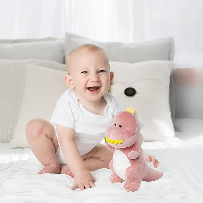 Dinosaur Stuffed Animal, 12in Pink T-Rex Plush Toy, Soft Dino Plushie for Kids Boys Girls