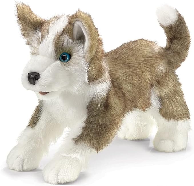 Folkmanis Wolf Pup Hand Puppet, Gray, White, Black, 1 EA
