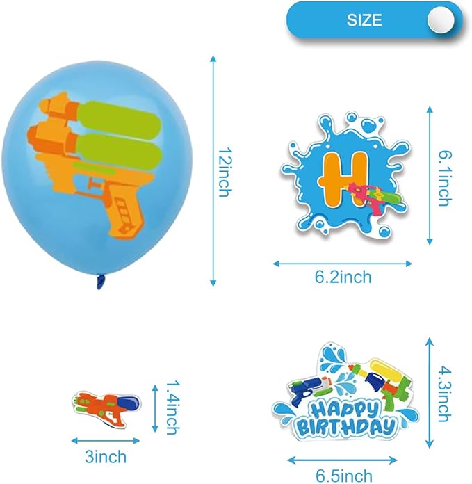 Water Gun Birthday Party Supplies Pool Birthday Party Supplies Set Water Gun Theme Party Decorations Include 1 Banner 1 Cake Topper 16 Balloons 24 Cupcake Topper