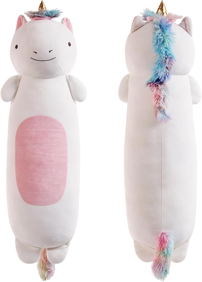 44” Long Unicorn Plush Body Pillow, Giant Cute Colorful Unicorn Stuffed Animals, Large Unicorn Squishy Soft Big Plushies Toy, Gifts for Kids Girls and Boys, Birthdays ﻿