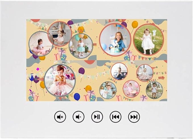Newborn Birthday Video Greeting Card – Upload Photos for Custom Animation – Delightful Gift for Babies – 7” Digital Screen, 256MB Storage, USB Rechargeable, Full-Color Display