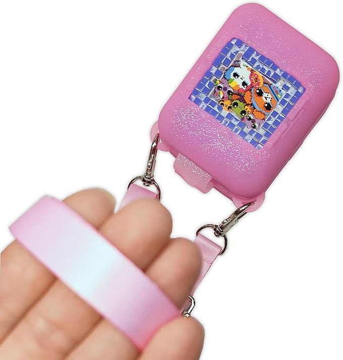 Silicone Case for Bitzee Interactive Toy Digital Pet Case, Protective Skin Cover for Bitzee Virtual Electronic Pets Lanyard Accessories (Pink)