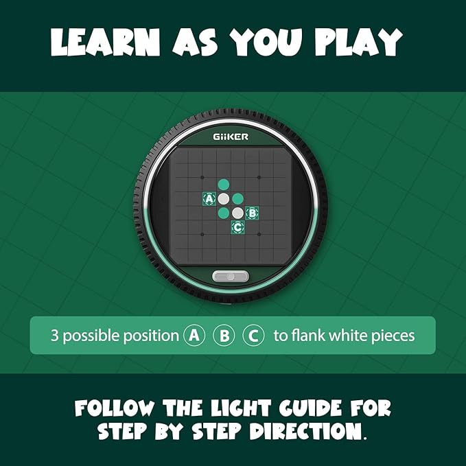 GiiKER Super Reversi - Electronic Strategy Board Game with AI Opponent, Smart Handheld Logic Puzzle & Brain Teaser for Kids and Adults, Portable Travel Toy with 3 Game Modes & 500 Challenges