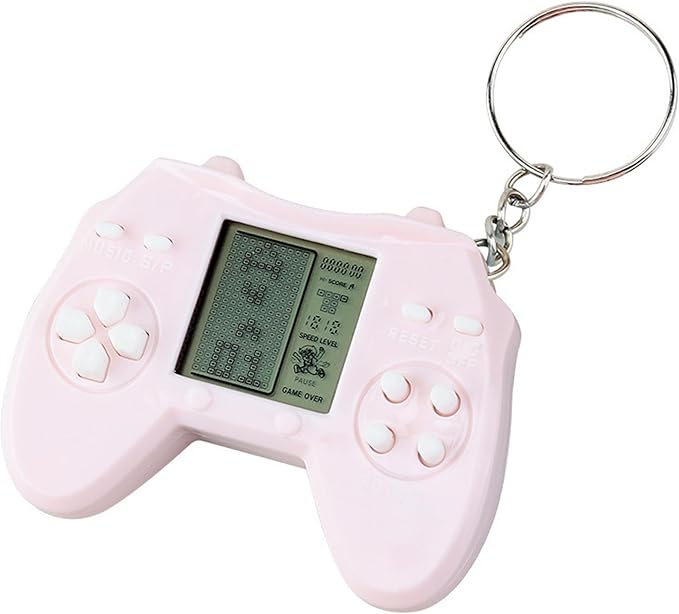 Retro Classic Game Console Pendant Keychain Playable Electronic Miniature Handheld Mini Games Machine with Keychain Ring Gift (M5)