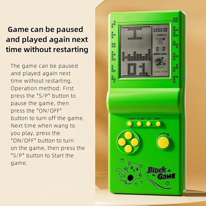 CZT Nostalgic Cube Game Console Big Screen Built-in Retro 999 in 4 Block Game Indoor/Outdoor Handheld Console Portable Electronic Brick Games Children/Students/Boyfriends