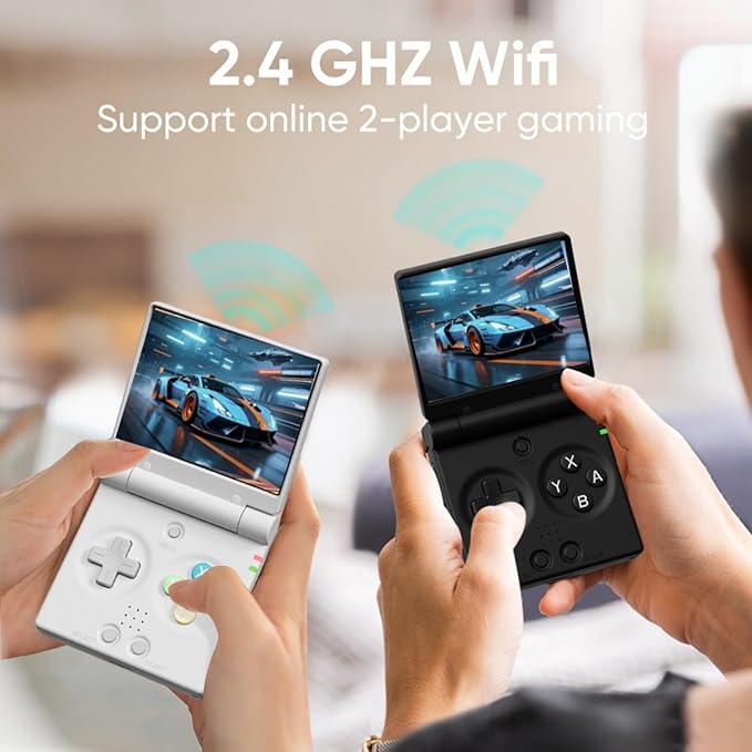 Miyoo Mini Flip Portable Handheld Game Console Portable 2.8-inch 750*560 IPS Screen 2500mAh Miyoo-mini Flip Retro Handheld Clamshell Retro Games Consoles Pink 64GB