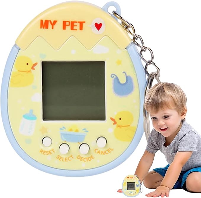 Digital Pet, Digital Pets for Kids, Electronic Pet Game Machine with Keychain, Virtual Pet for Girls, Boys(Yellow)