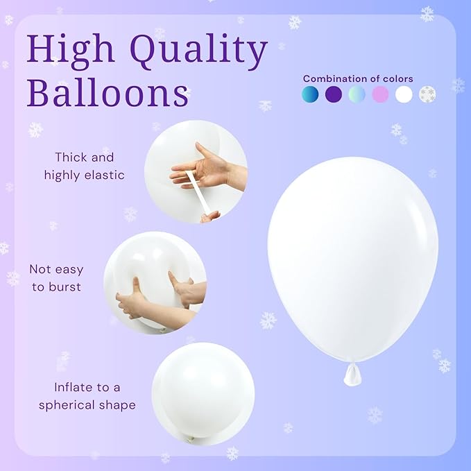 Frozen balloons, 60pcs 12 Inch Purple and Blue Balloons with Snowflake Confetti Balloons for Winter Theme Party Supplies Baby Shower Wedding Frozen Birthday Party Decorations