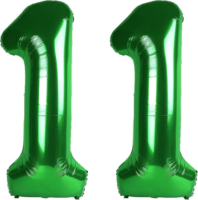 40 Inch Green Number 11 Digital Balloon,Jumbo Mylar Foil Helium Balloon for 11 Balloons for Birthday Party,Wedding Anniversary Party Decorations
