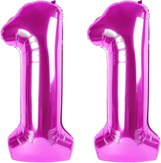 40 Inch Large 11 Balloon Numbers Rose Purple Big Foil Number Balloons Giant Helium Happy Birthday Party Decorations for Man and Women, Huge Mylar Anniversary Party Supplies