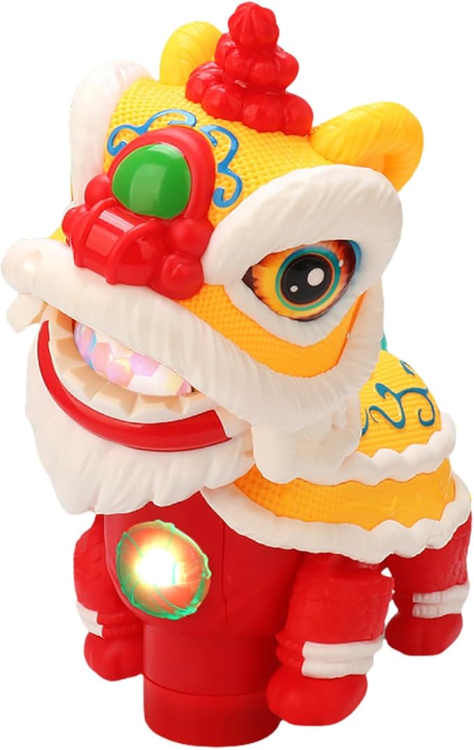 Electronic Lions Dance Electric Toy with Lights and Sounds,Early Learning Education,Wagging Walking Gift Electric