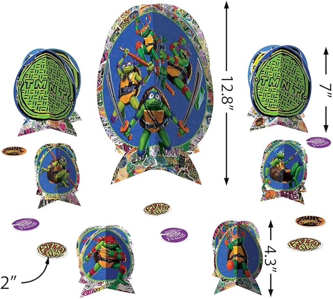 Table Centerpiece Kit (27 Pc Set) - High-Quality & Sturdy, Perfect Party Essential For Themed Parties & Events, TMNT: Mutant Mayhem