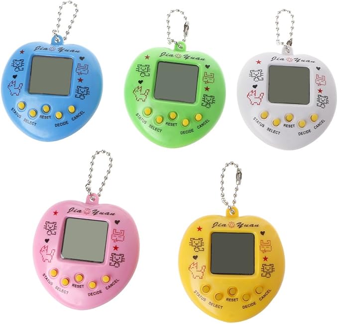Retro Handheld Game Machine Electronic Nostalgic Virtual Digital Pet with Keychain Game Keyring for Kids