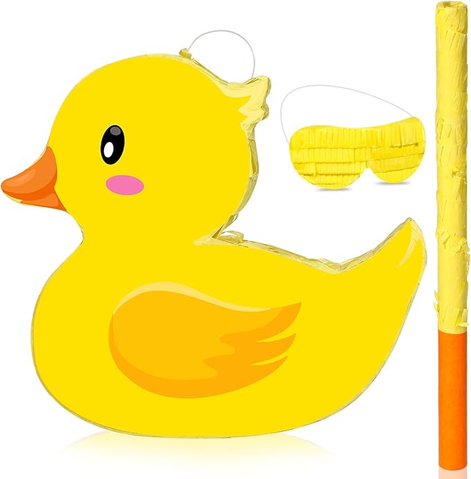 Aoriher Duck Piñata Birthday Party Supplies Piñata with Yellow Blindfold for Party Favor Birthday Decorations